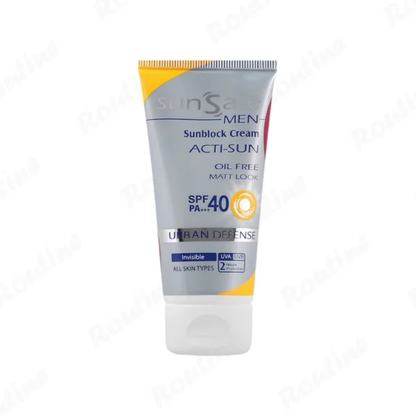کرم ضدآفتاب آقایان SPF 40 بیرنگ انواع پوست سان سیف 50 میلیلیتر
