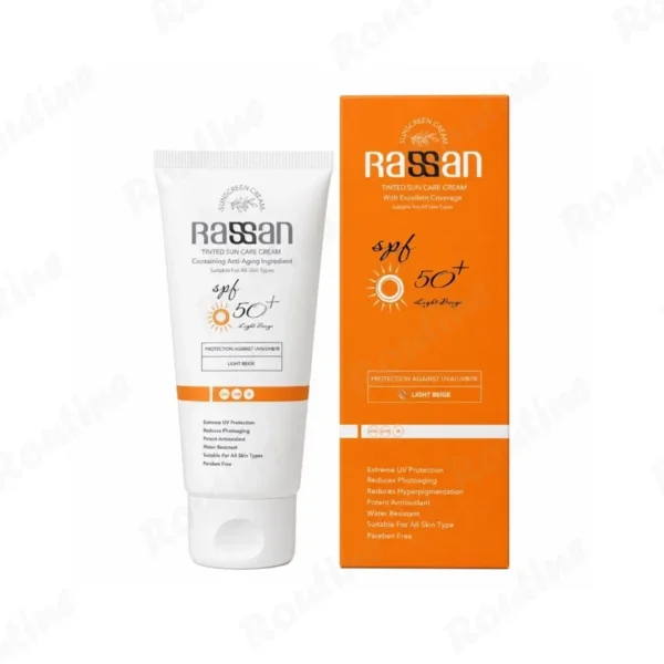 کرم ضد آفتاب رنگی SPF50 انواع پوست راسن